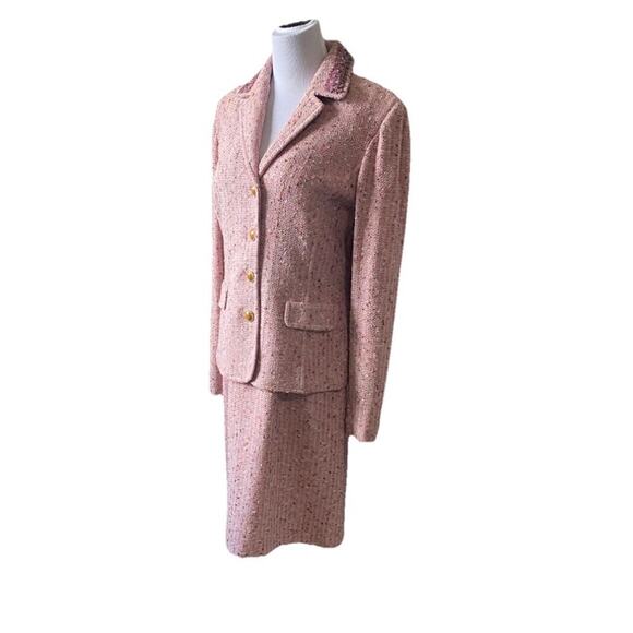 St. John Couture Embellished Knit Pink Blush Multi Jacket & Dress Suit- Size 12 - Picture 2 of 16